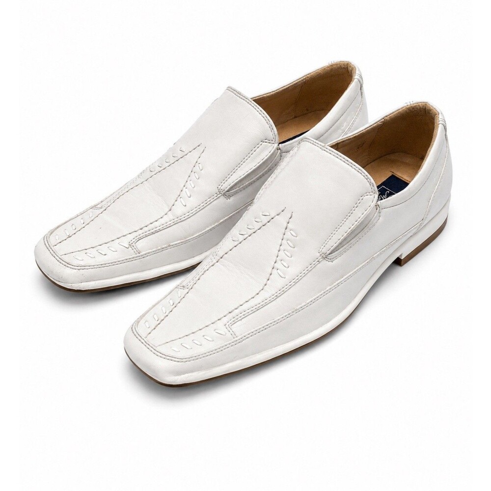 Majestic Collection Men’s White Leather Slip On Loafers Size 6 1/2 Shoe’s